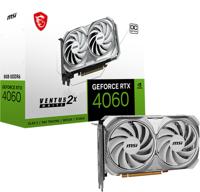 Tarjeta de Video MSI GeForce RTX 4060 VENTUS 2X WHITE 8G OC