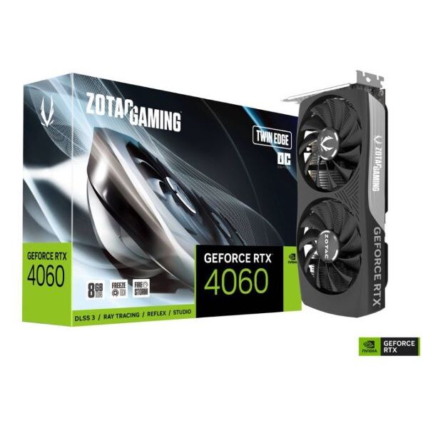 Tarjeta de Video – Zotac GeForce RTX 4060 8GB Twin Edge OC – 8 GB GDDR6 (128 bit) (ZT-D40600H-10M)