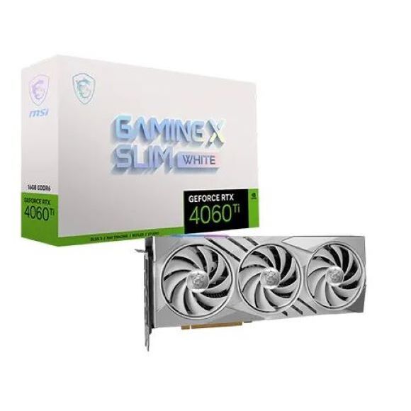 Tarjeta de Video – MSI GeForce RTX 4060 Ti GAMING X SLIM WHITE 16G – 16 GB GDDR6 (128 bit)