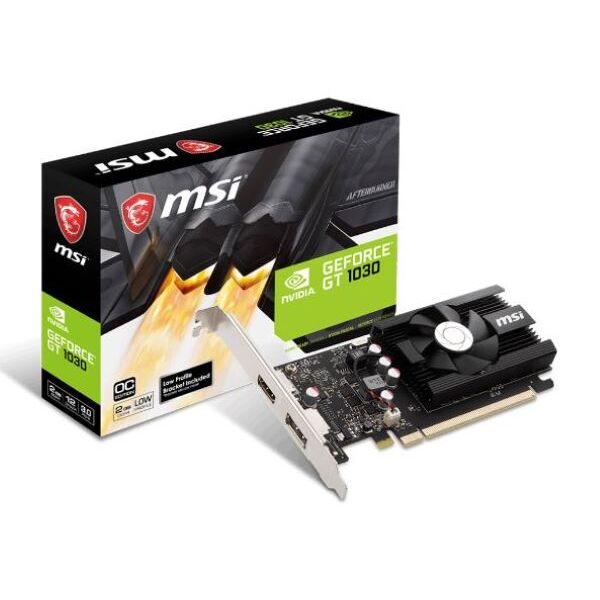 Tarjeta de Video – MSI GeForce GT 1030 2GD4 LP OC – 2 GB DDR4 (64 bit) –