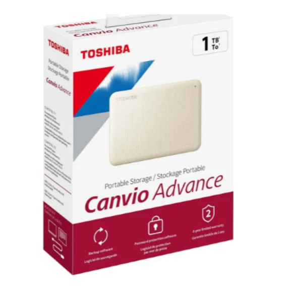 HDD 1 TB Externo – Toshiba Canvio Advance V10 – Blanco (HDTCA10XW3AA)