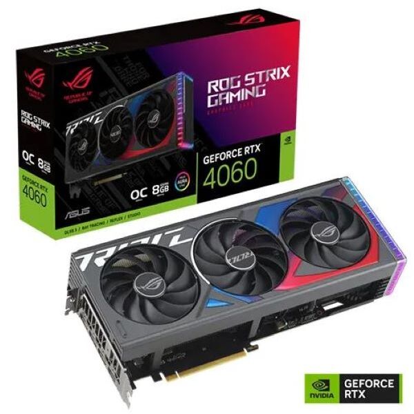 Tarjeta de Video – ASUS ROG-STRIX-RTX4060-O8G-GAMING – 8 GB GDDR6 (128 bit)